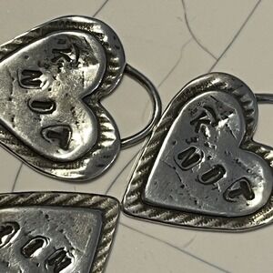925‎ Sterling Silver 'Knit' Knitting Heart Pendant Bracelet Charm Handmade USA
